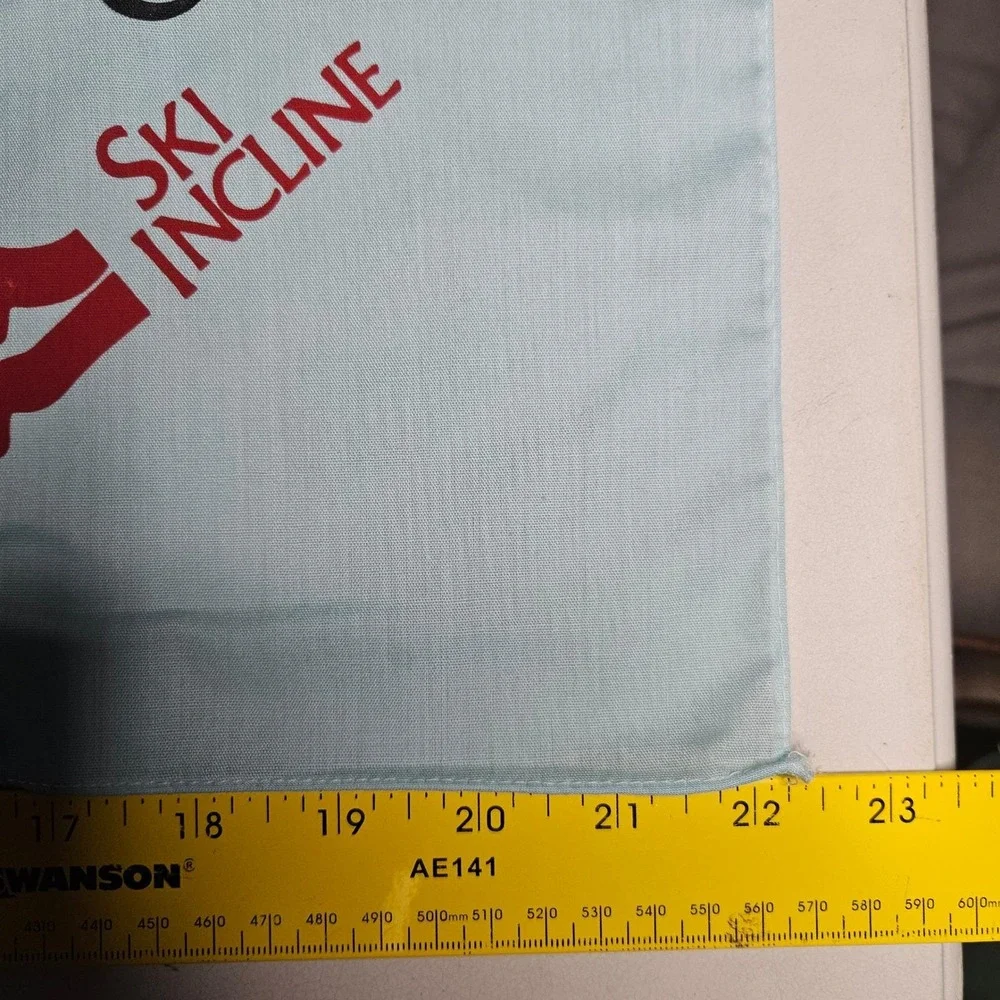 Vintage 1980 Ski Incline Mountain Mats Trail Map Bandana Light‎ Blue 22x22